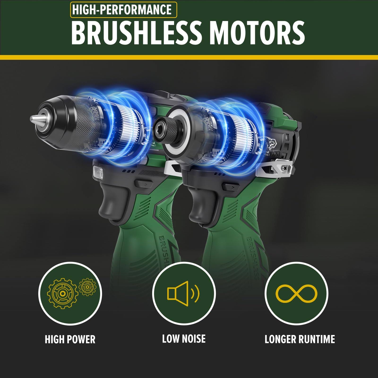 HIGH-PERFORMANCE BRUSHLESS MOTORS

- HIGH POWER
- LOW NOISE
- LONGER RUNTIME