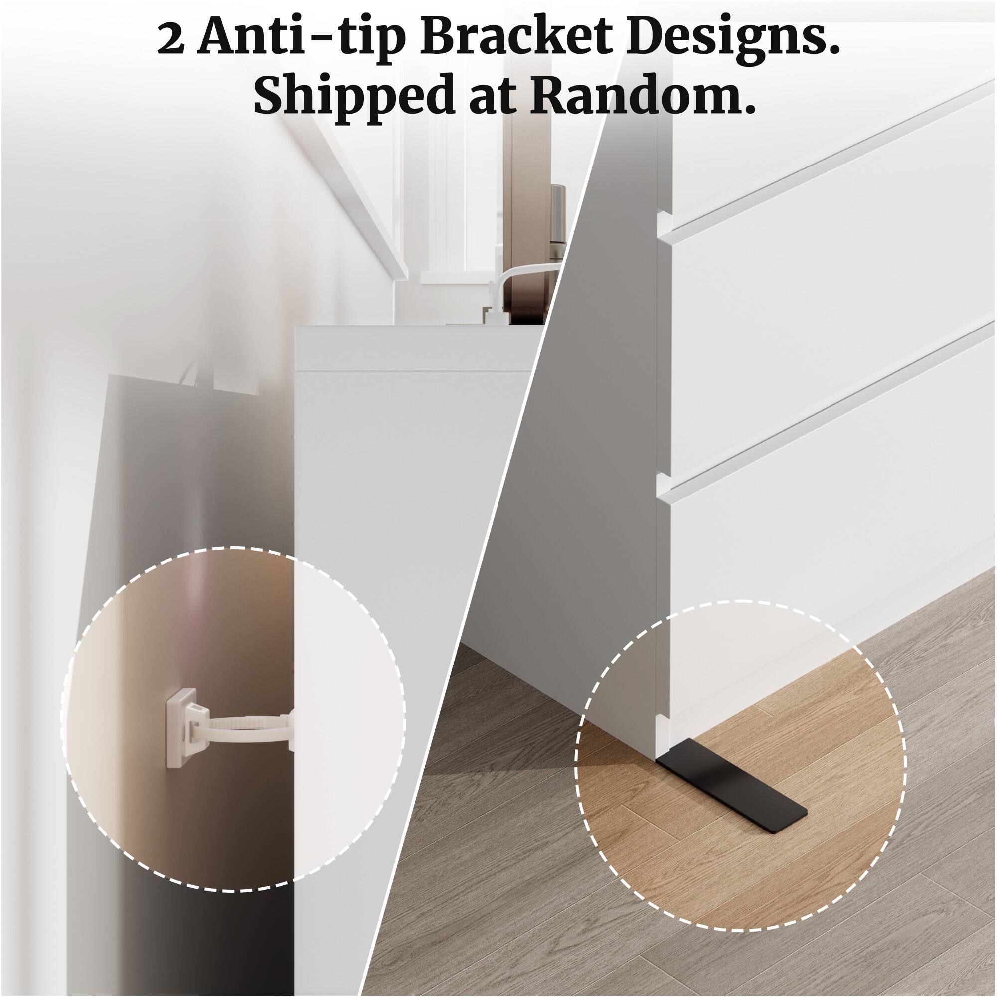 2 Anti-tip Bracket Designs. Shipped at Random.