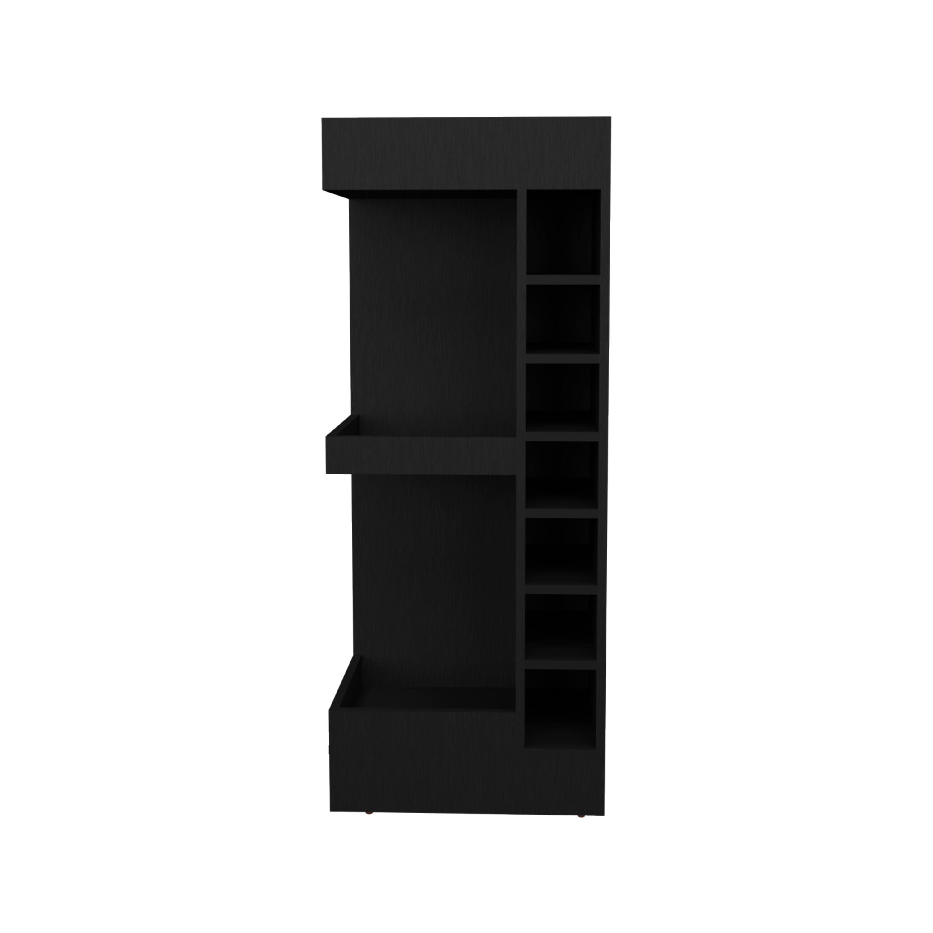 Alt View 1. TuHome - Lyman 46" Tall 3-Tier Corner Bar Cabinet With Fourteen Wine Bottle Cubbies, Living Room, Liquor Cabinet, Storage Cabinet - Black.