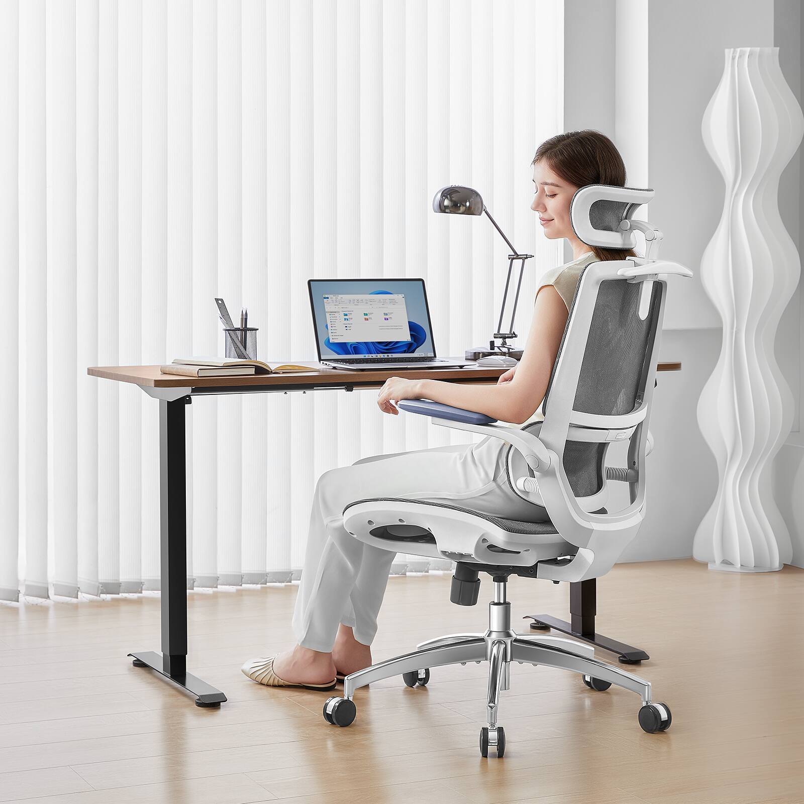 Alt View 6. SIHOO - M59AS Ergonomic Office Chair, Computer Chair with 3D Armrests, Dual Back Lumbar Support Desk Chair for Home Office - GRAY.