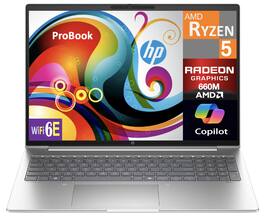 HP - 465 A1RM6UT#ABA Laptop (Ryzen 5 7535U, 16GB RAM, 1TB SSD, 16.0 WUXGA (1920x1200), 660M, Win 11 Pro) - Pike Silver