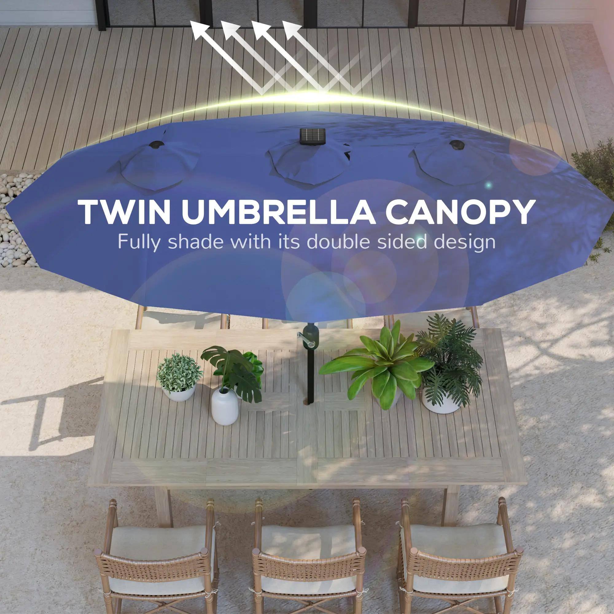 TWIN UMBRELLA CANOPY  
Fully shade with its double sided design