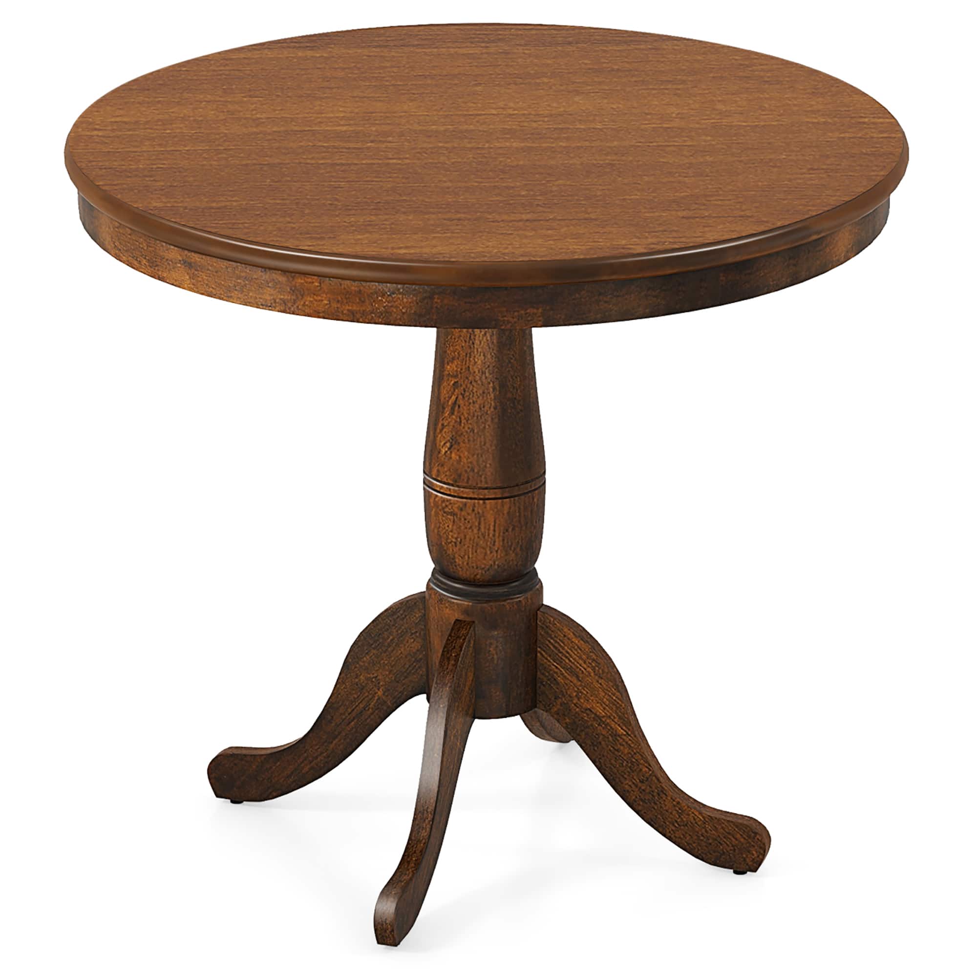 Gymax - 32" Round Pedestal Dining Table Kitchen Dining Room - Walnut