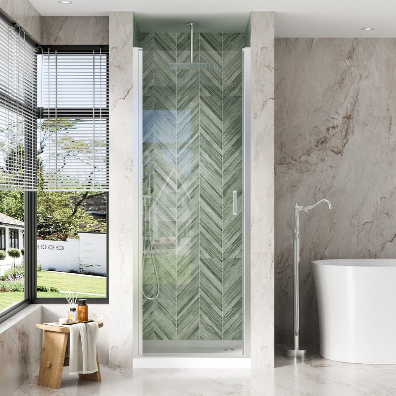 "WELLFOR - 28-7/16""-30""W x 72"" H Semi-Frameless Pivot Shower Door -1/4 in. Tempered Glass, Easy Clean Coating - Chrome" price history on PriceWatchPro