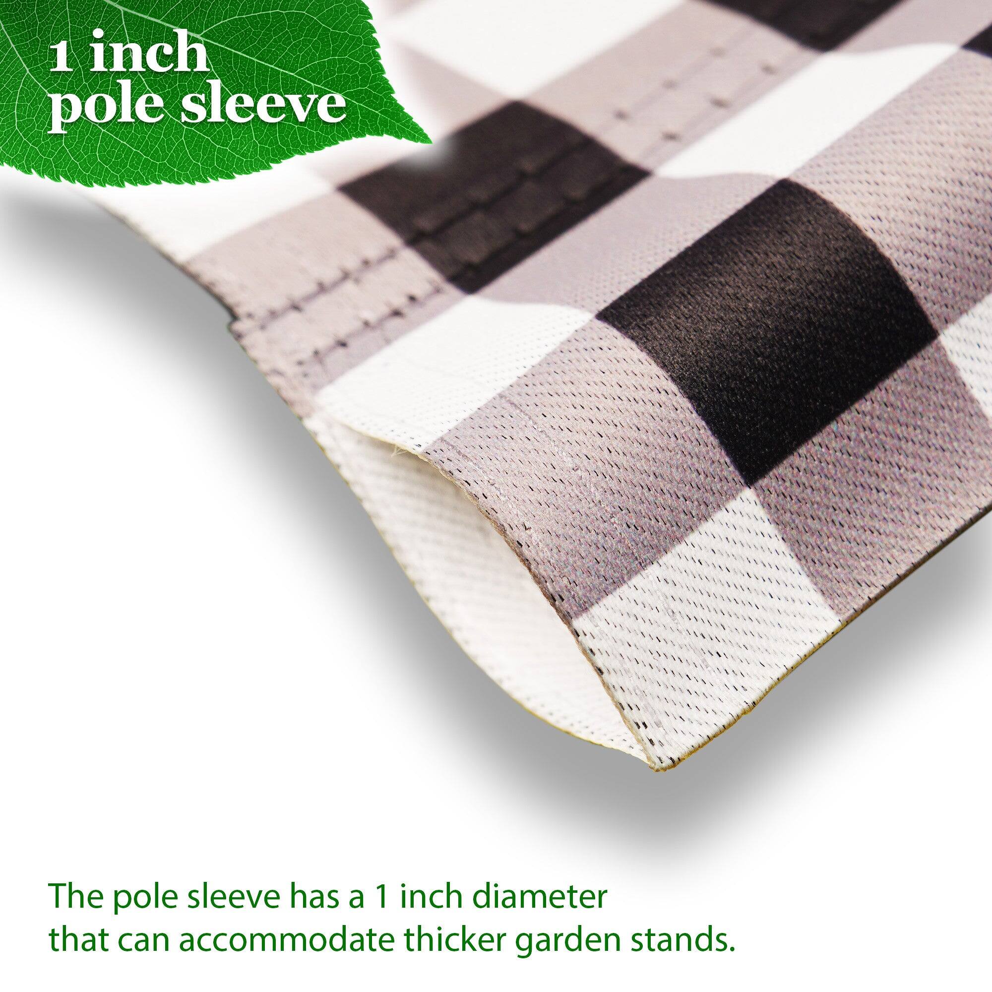 1 inch pole sleeve

The pole sleeve has a 1 inch diameter that can accommodate thicker garden stands.
