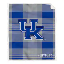 Pegasus - Kentucky Wildcats 60" x 70" Plaid Steel Royal Plush Sherpa Blanket - Multicolor