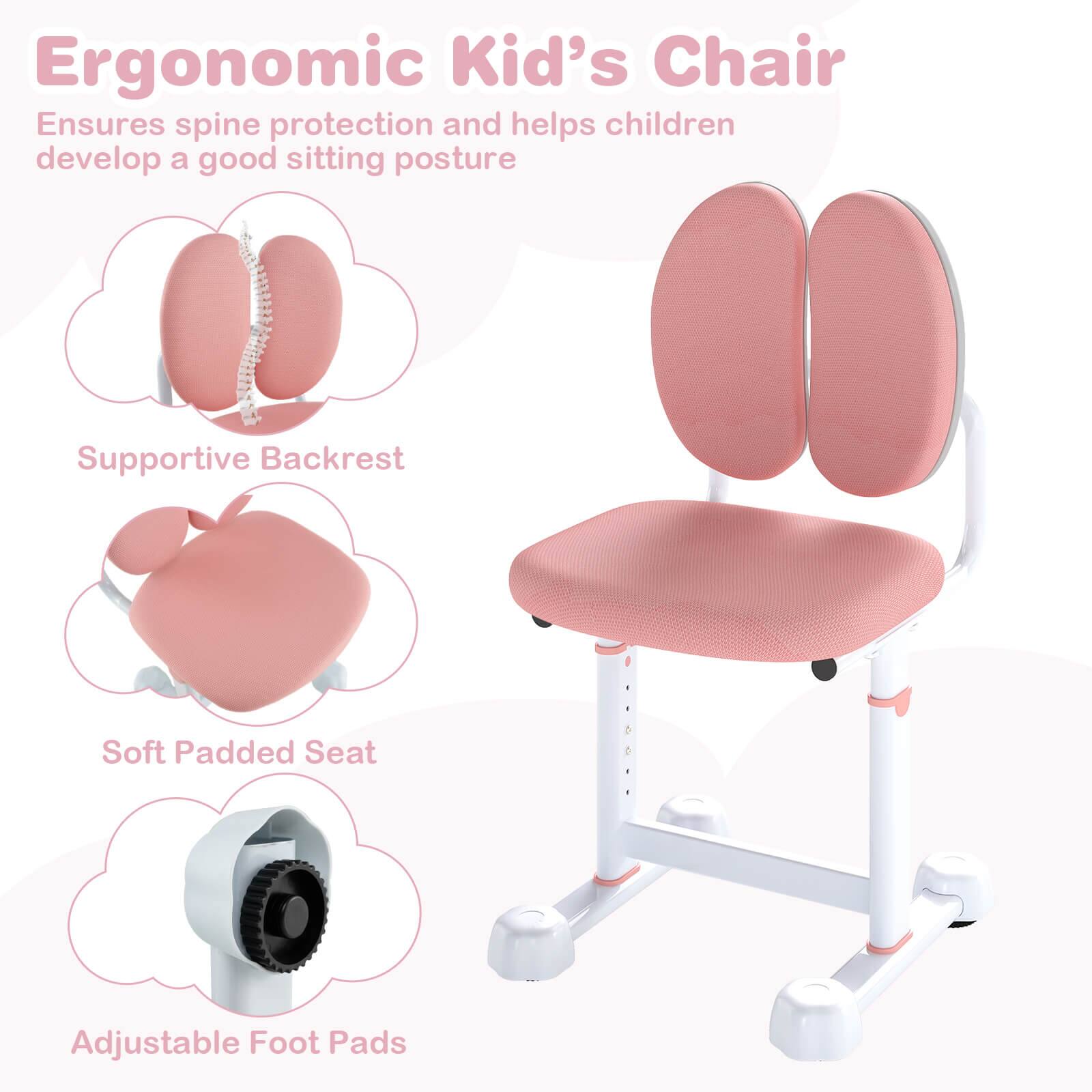 Ergonomic Kid's Chair  
Ensures spine protection and helps children develop a good sitting posture  

- Supportive Backrest  
- Soft Padded Seat  
- Adjustable Foot Pads