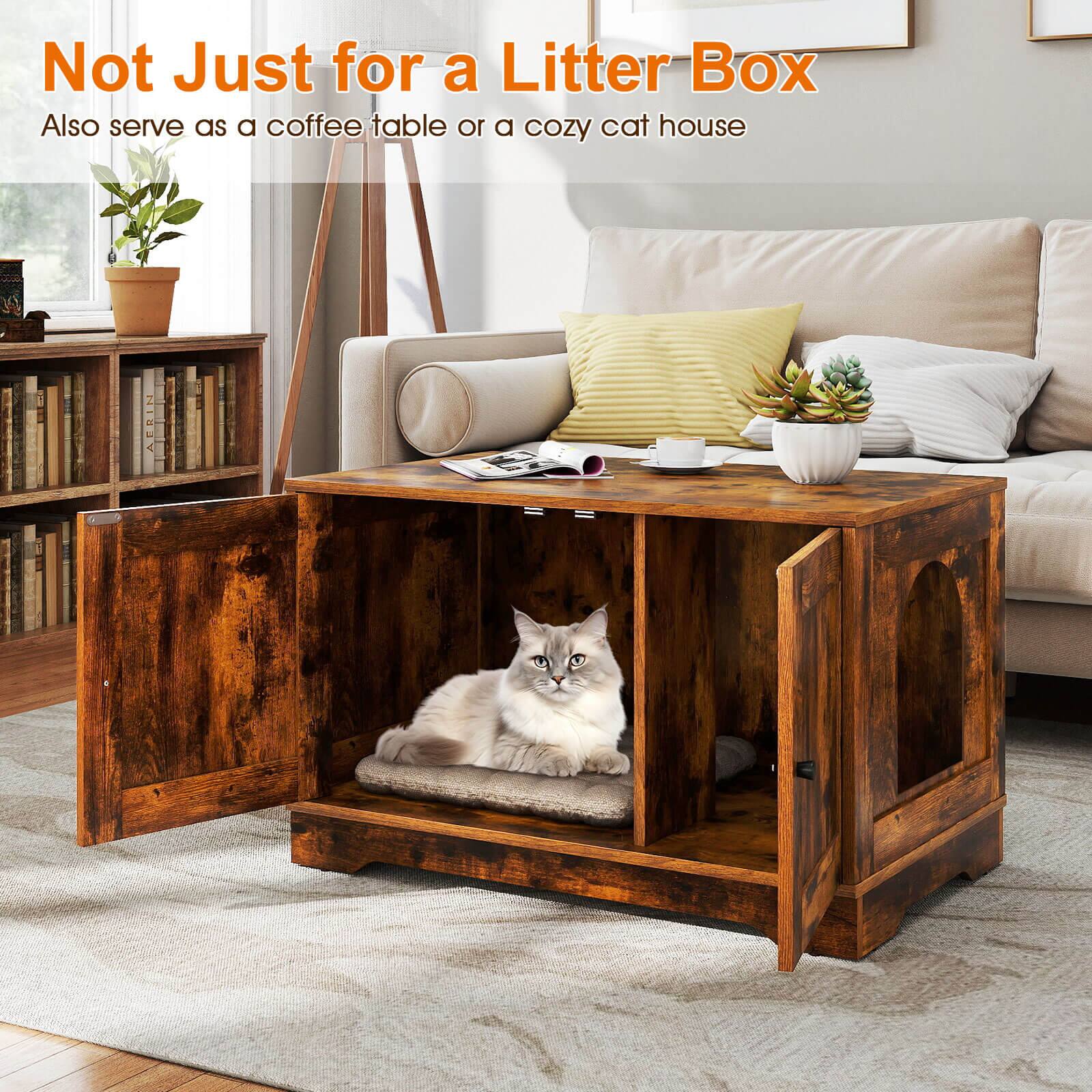 Not Just for a Litter Box  
Also serve as a coffee table or a cozy cat house