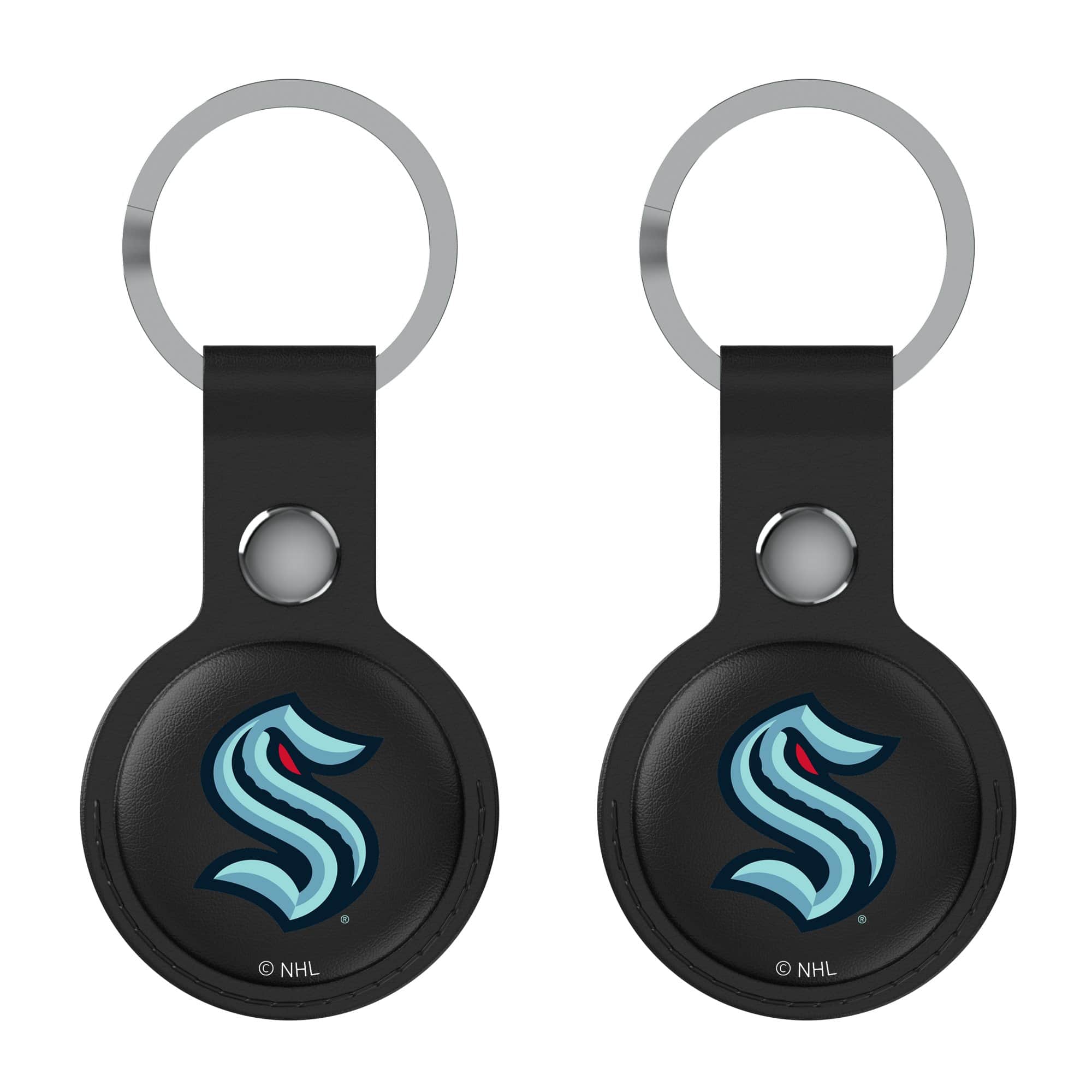 Keyscaper - Seattle Kraken Leatherette AirTag Holder 2-Pack - No Size - Black