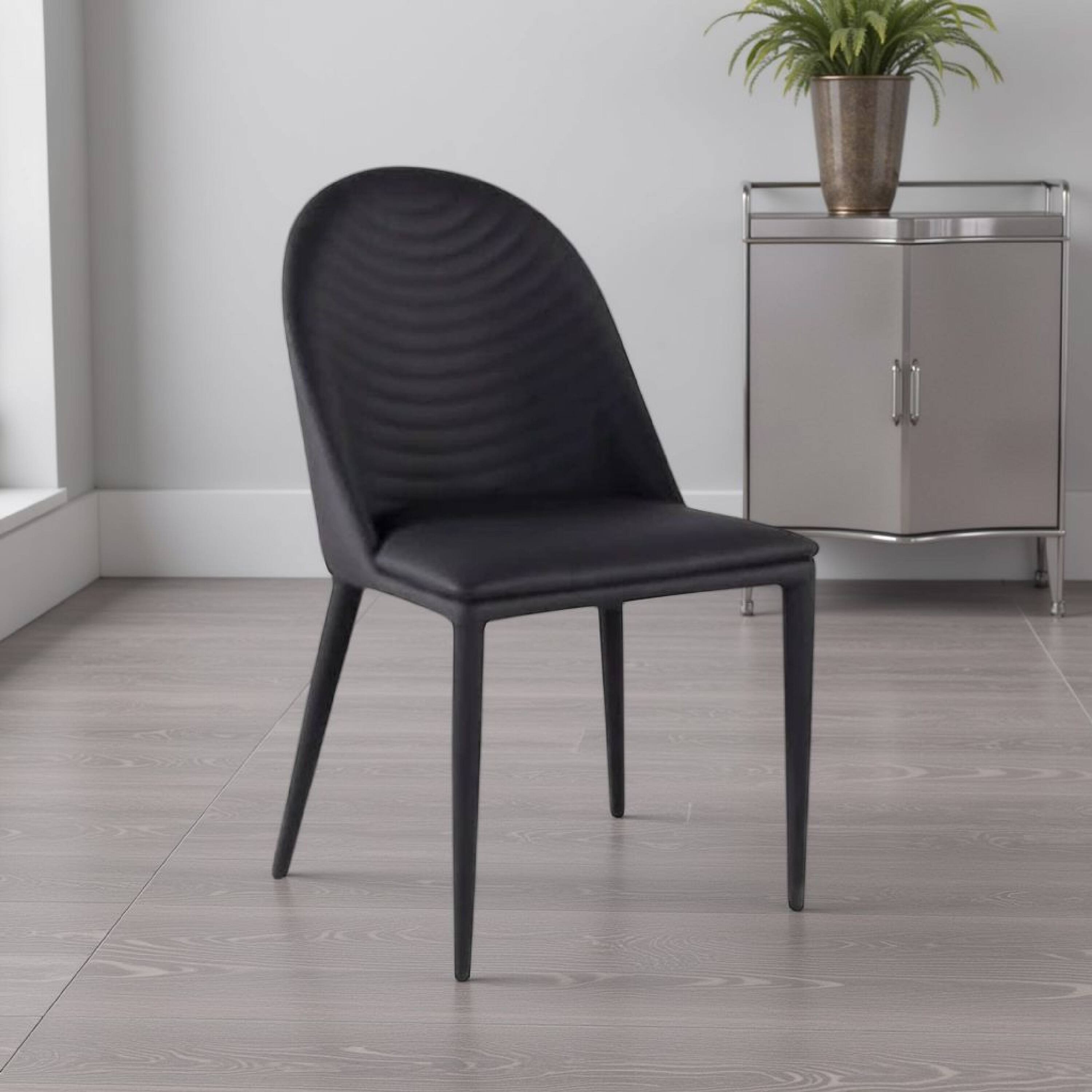 Alt View 5. Manhattan Lane - Envik Side Dining Chair Set of 2, Black Metal, Faux Leather, Foam Cushions - Black.