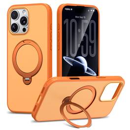 Dteck - Magnetic Case for Apple iPhone 16 Pro with 360° Rotating Ring Stand, Military-Grade Shockproof Protective Cover - Orange