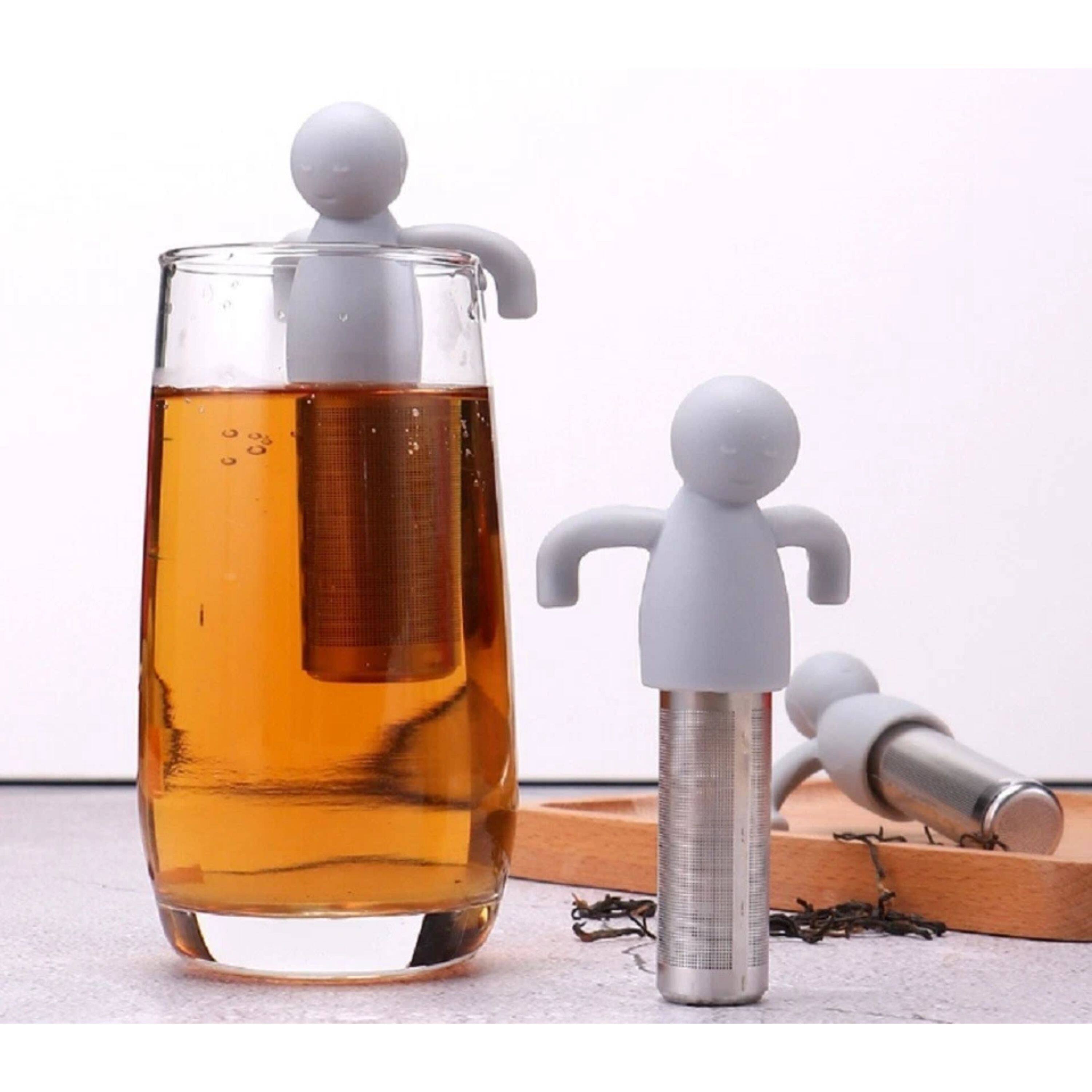 Left. Kitcheniva - Loose Leaf Tea Infuser Set With Silicone Handle 2 Pcs - Stainless steel.