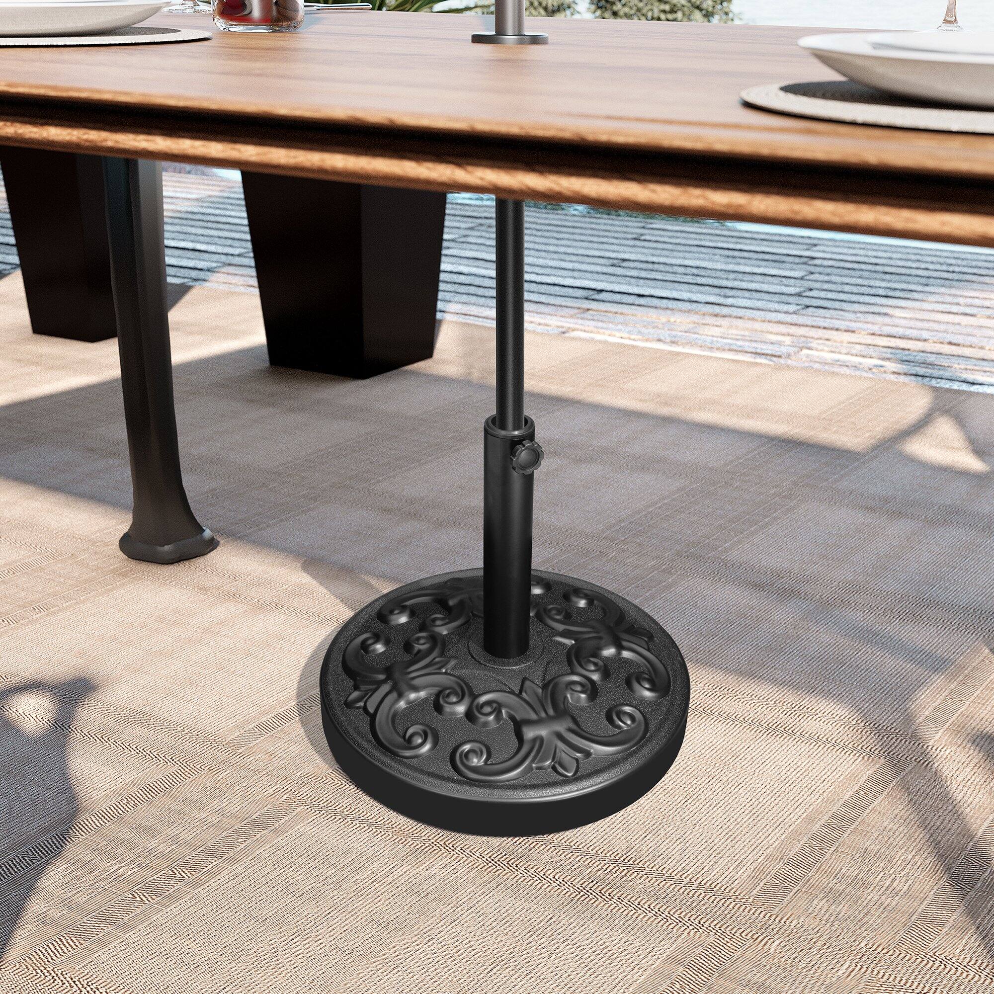 Alt View 7. Crestlive Products - Crestlive Products Heavy Duty Round Cement Patio Umbrella Base with Floral Pattern - Black.