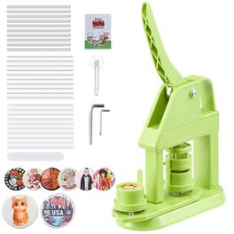 VEVOR - Button Maker Machine, 0.98 in, Plastic Pin Maker with 500pcs Button Parts, Mr. Panda Magic Book, Circle Cutter - Green