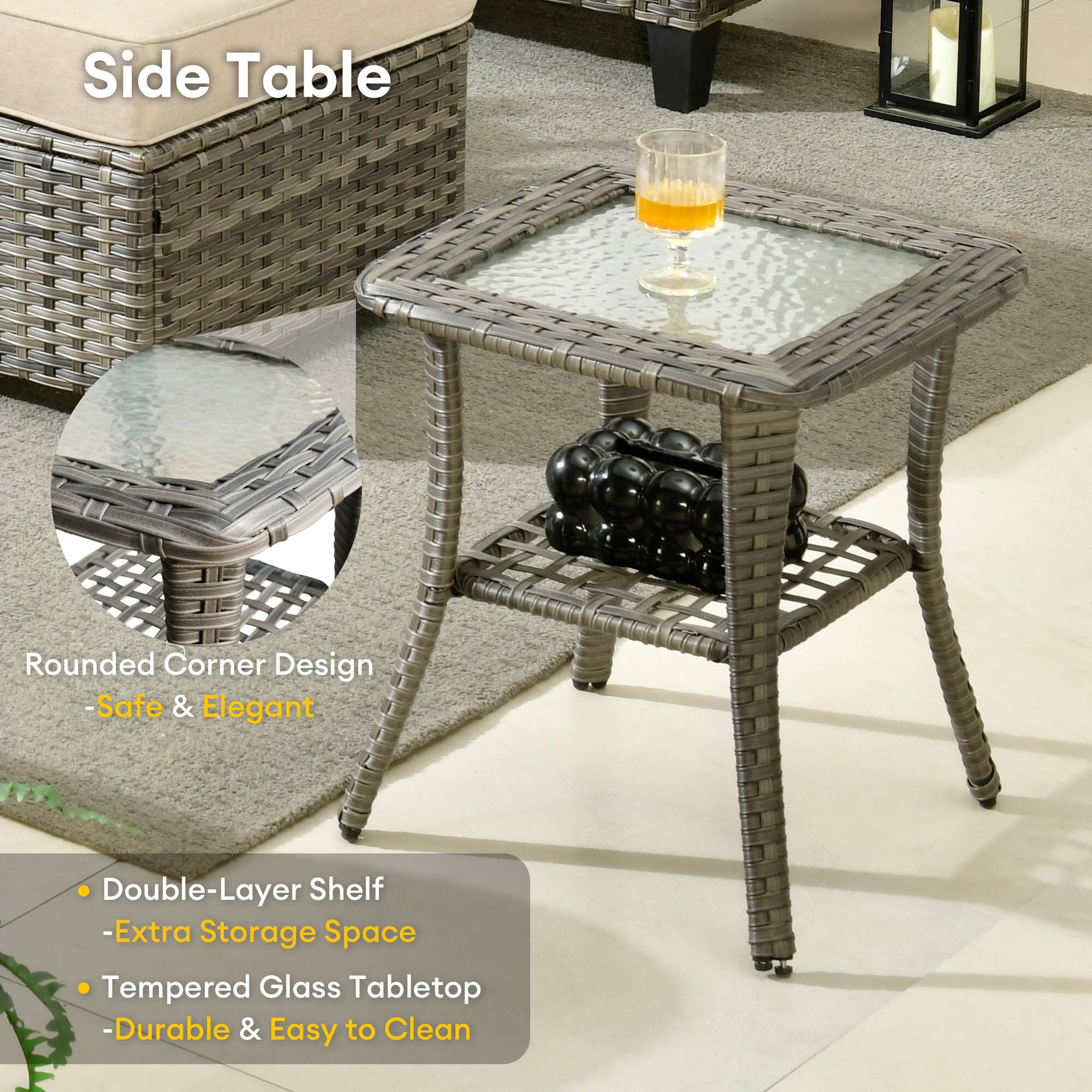 Side Table

- Rounded Corner Design
  - Safe & Elegant

- Double-Layer Shelf
  - Extra Storage Space

- Tempered Glass Tabletop
  - Durable & Easy to Clean