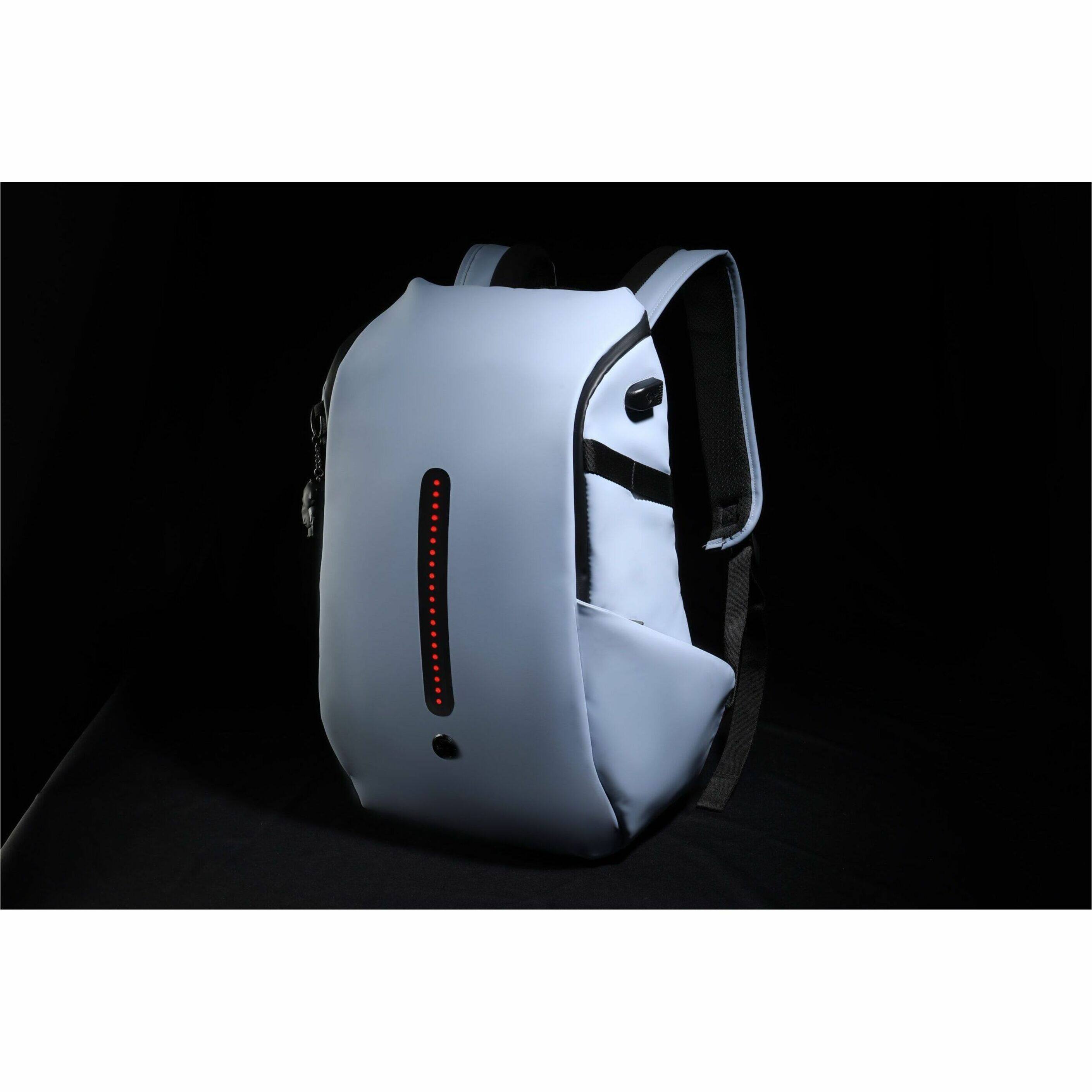 Alt View 27. Swissdigital Design - LAMONE L LED TSA-Friendly Water-Resistant Backpack With USB Charging Port  RFID Protection and Fits Up to 16″ Laptop - Light Blue.