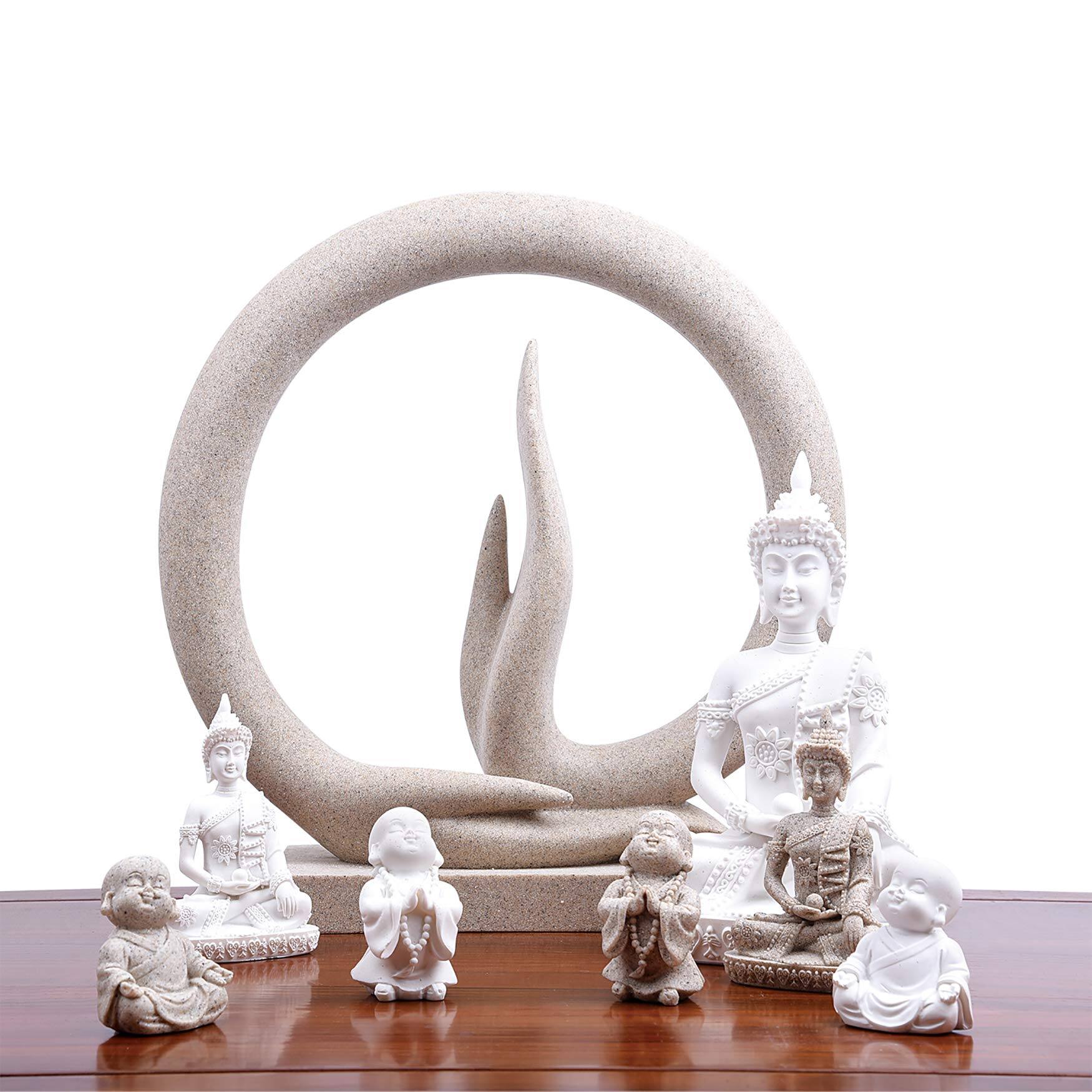 Alt View 2. Refined Abode Design - Desert Sandstone Buddha Hand Statue Yoga Decor The Art Of Minimalism Valuable Collection (solid 6.6 Pounds) - White Sandstone.