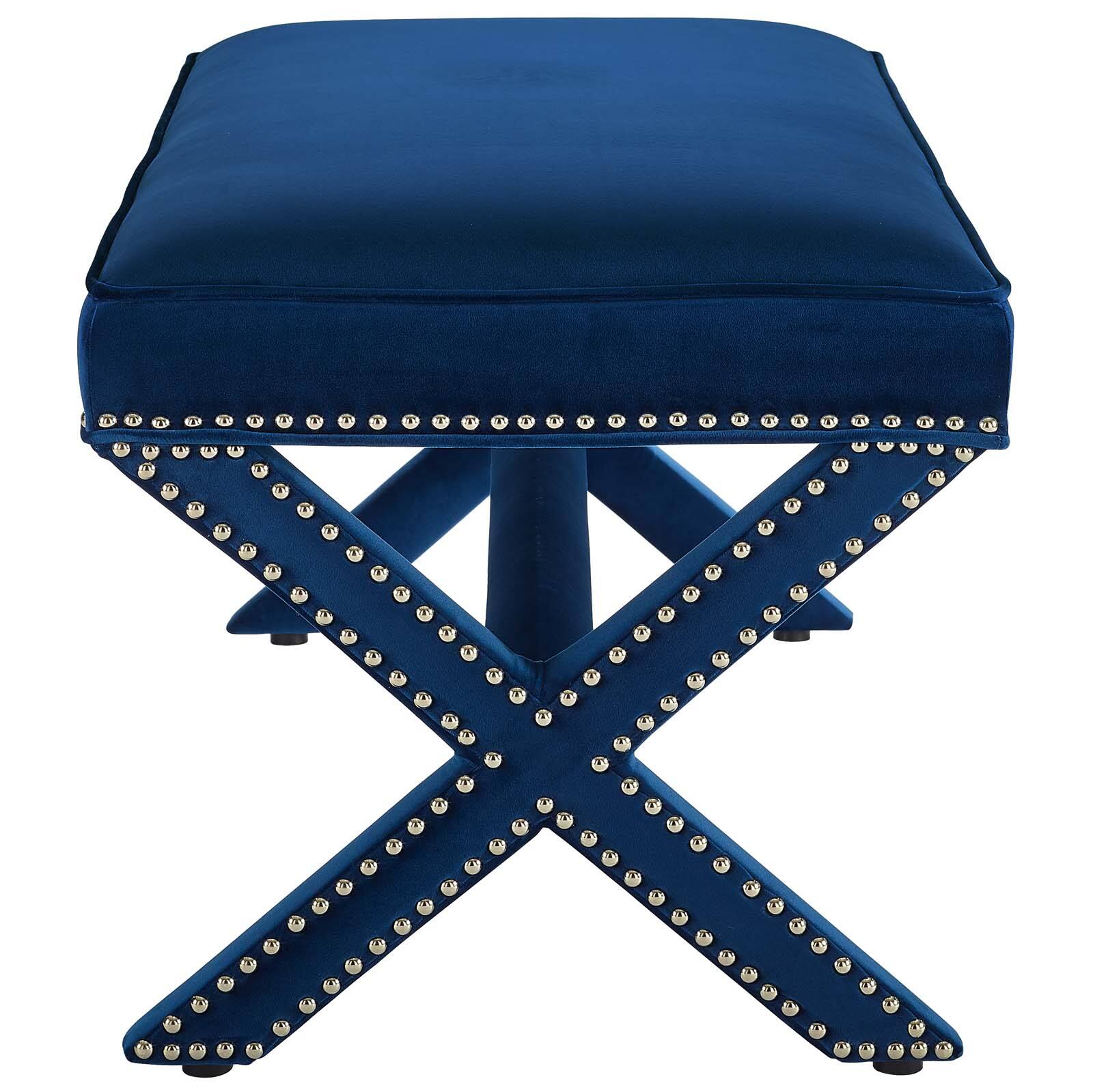 Left. Modway - Rivet Performance Velvet Bench by Modway - Navy.