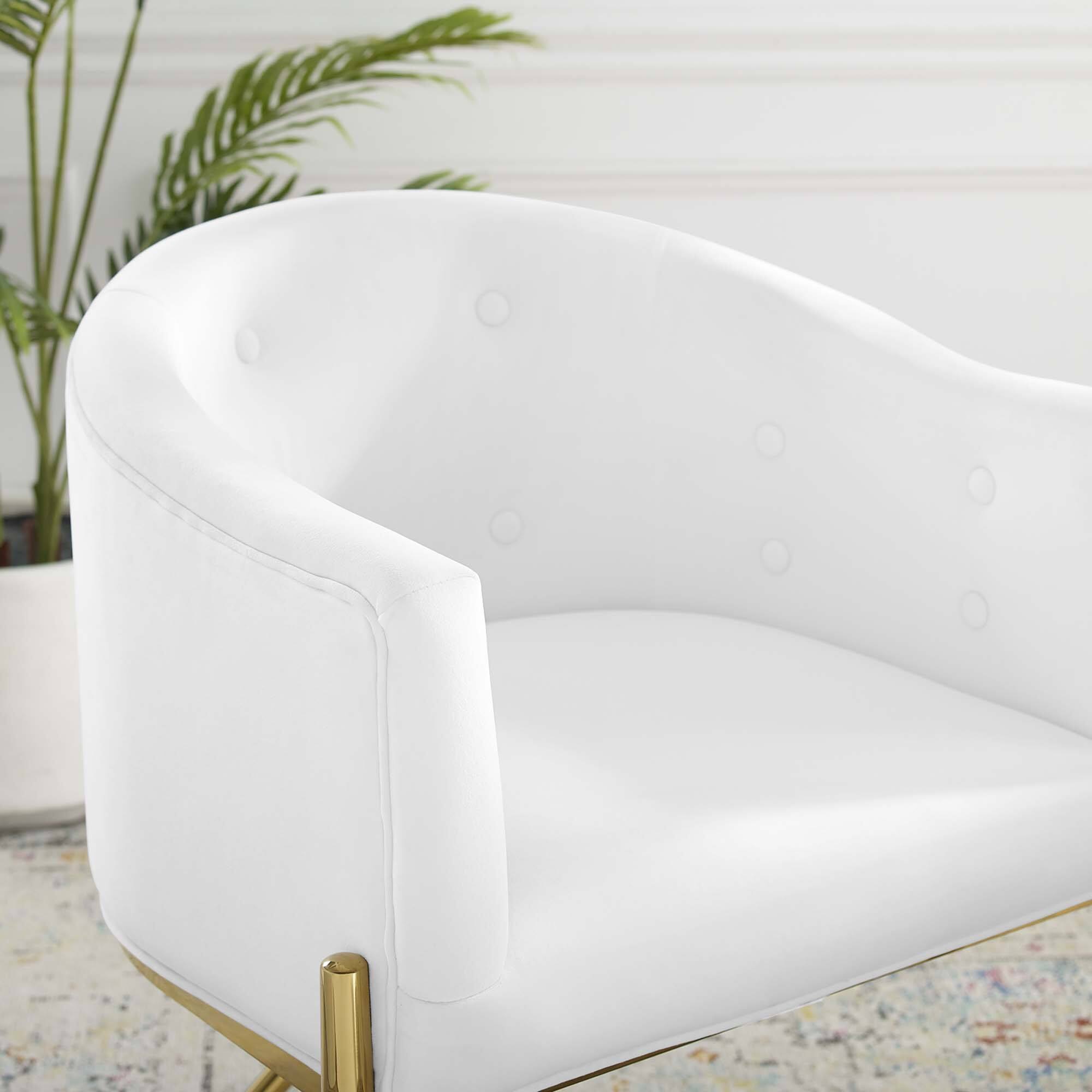Back. Modway - Savour Tufted Performance Velvet Accent Dining Armchair by Modway - White.
