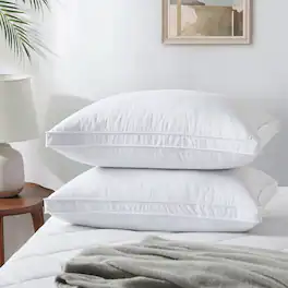 Peace Nest - Set of 2 Premium Medium Feather Quilted Bed Pillow with Soft Cover, King - Gusseted