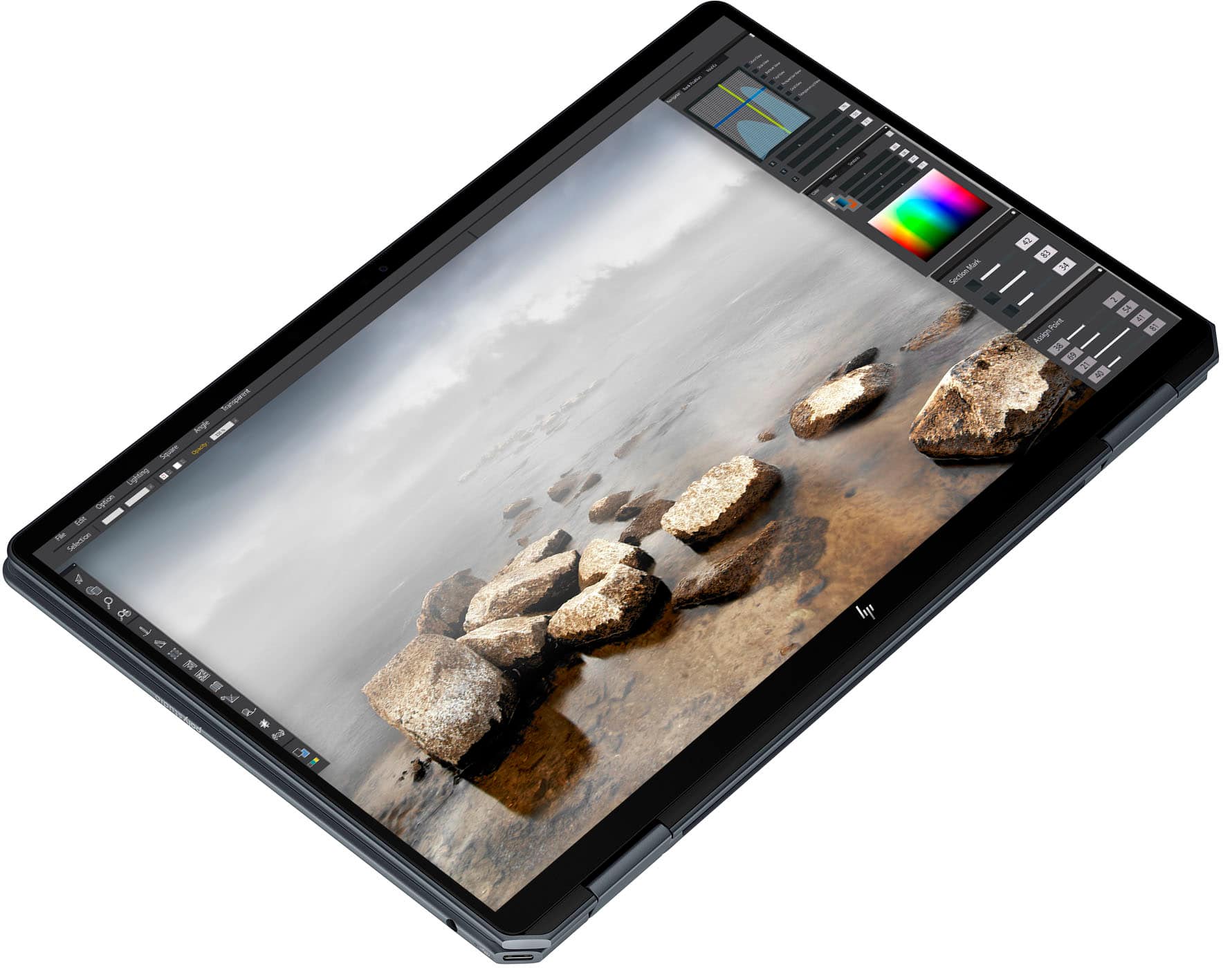 I'm sorry, but the text you provided does not make sense and does not seem to be related to the image. The image is a laptop screen displaying a picture of rocks, possibly in a river, and there is no text visible in the image.