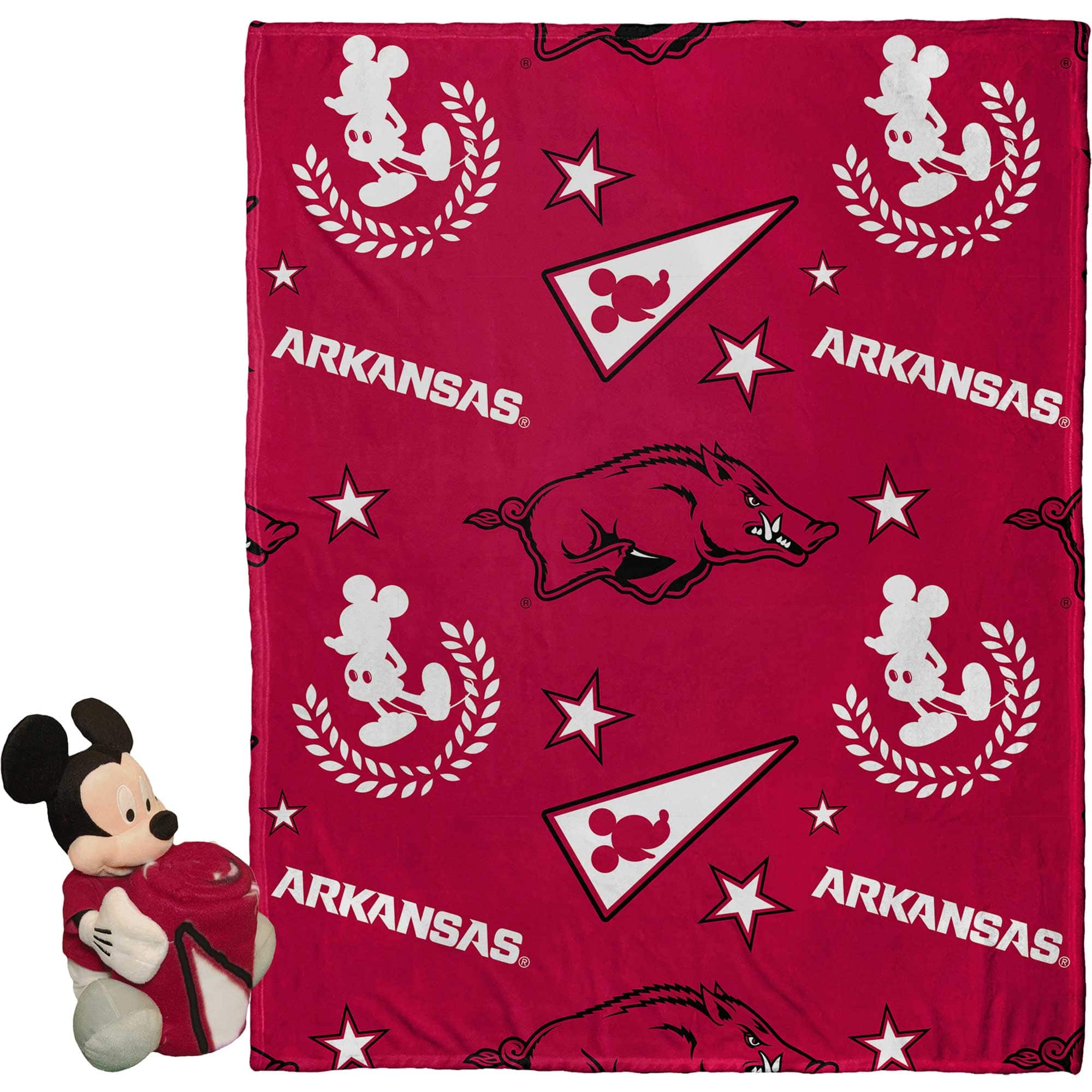 Northwest - Arkansas Razorbacks Mickey Hugger Pillow & Silk Touch Throw Set - Multicolor