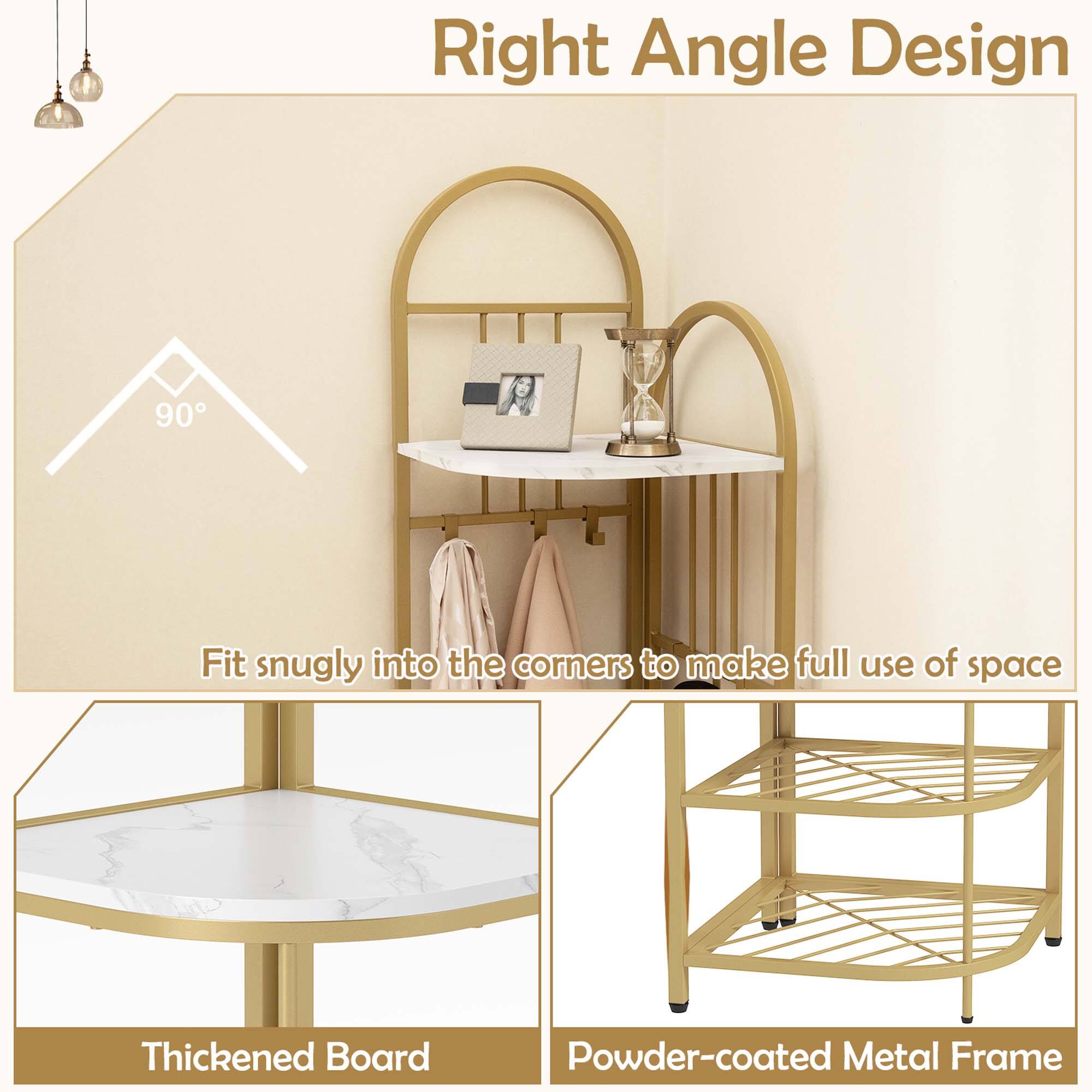 Right Angle Design, Fit snugly into the corners to make full use of space, Thickened Board, Powder-coated Metal Frame