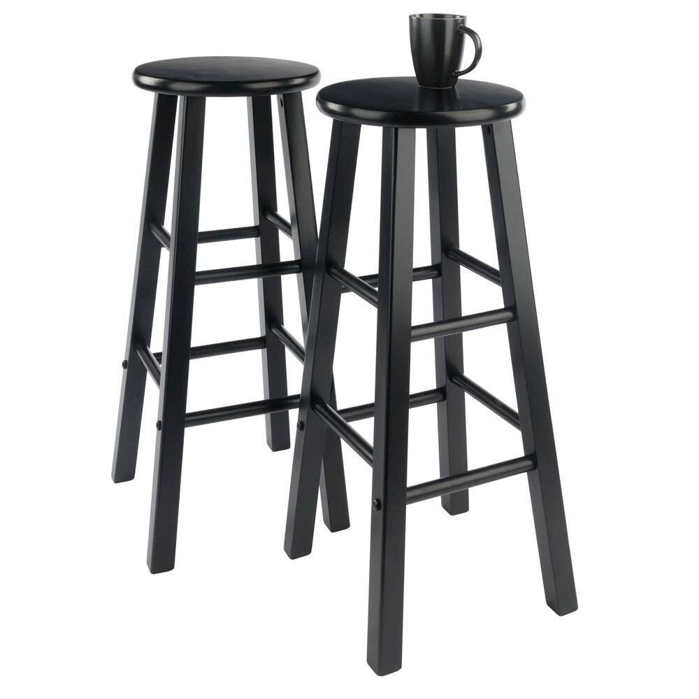 Angle. FurniFact - Rustic Wooden Bar Stools – Backless Wood Counter Stools Set of 2 - Black.