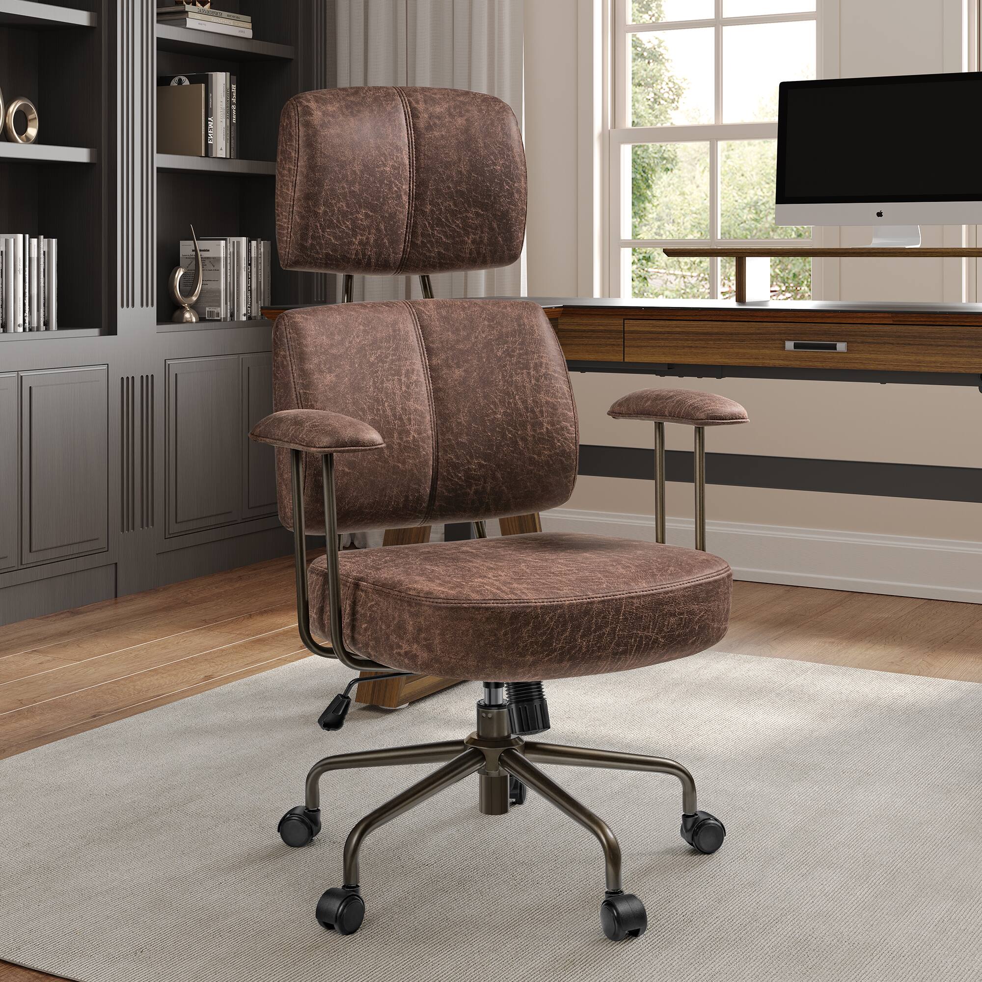 Eureka Ergonomic - Mid Century Modern Home Office Chair High Back - Brown