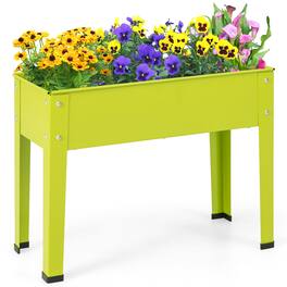 Costway - 24" Raised Garden Bed with Legs Metal Elevated Planter Box Drainage Hole Backyard - Green