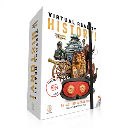 VIRTUAL HISTORY! REALITY! INCLUDES DK BOOK PAGE INTERACTIVE BOOK INCLUDES 3D WOODEN PUZZLE 96 PAGES 30 PUZZLE MODEM 800 INCLUDES CUSTOM DESIGN PAGE