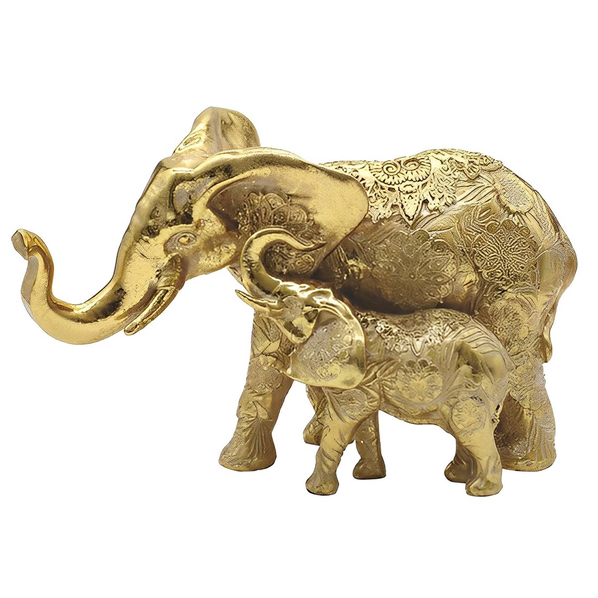 Front. FC Design - FC Design 7.5"W Thai Elephant with Baby Figurine Statue Office Desk Tabletop Home Decor Gift - Multi-Color.