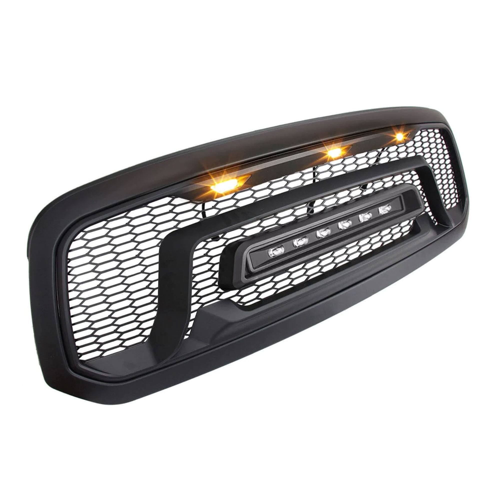 Alt View 8. AMERICAN MODIFIED - AMERICAN MODIFIED Armor Grille with Off Road Lights for 2013-2018 Dodge Ram 1500 - 13-18 Ram 1500 Rebel (w/ Amber & Off-road Lights).