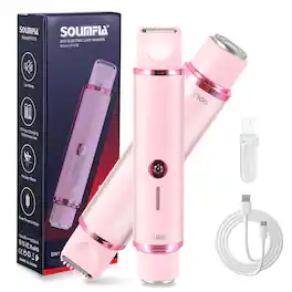 HATTEKER - 2-in-1 Women’s Facial Hair Remover, Dual-Head Electric Shaver for Face & Eyebrows, Gentle Hypoallergenic Trimmer - Pink