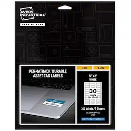 Avery - PermaTrack Durable Laser Asset Tag Labels, 3/4" x 2", 240 Asset Tags/Pack - White