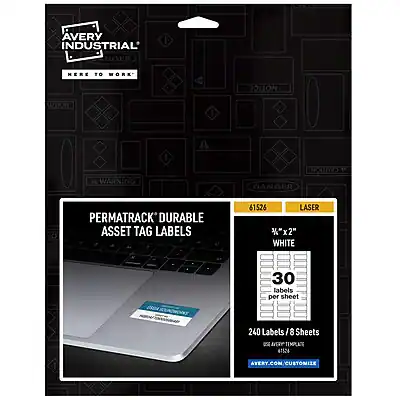 AVERY INDUSTRIAL
HERE TO WORK
PERMATRACK DURABLE ASSET TAG LABELS
61526 LASER
1/2" x 2" WHITE
30 labels per sheet
240 Labels / 8 Sheets
AVERY.COM/CUSTOMIZE
DANGER
CAUTION
WARNING