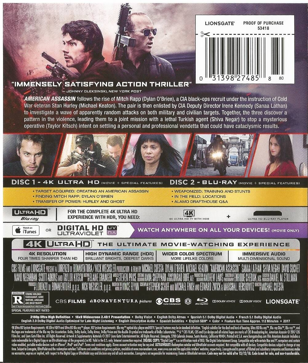 Alt View 1. American Assassin   - 4K Blu-Ray.