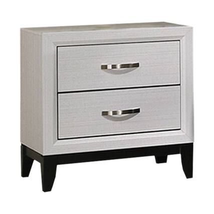 Front. Manhattan Lane - Erica Nightstand, 2 Drawers, White Wood Finished Frame, Metal Handles - White, Black, Nickel.