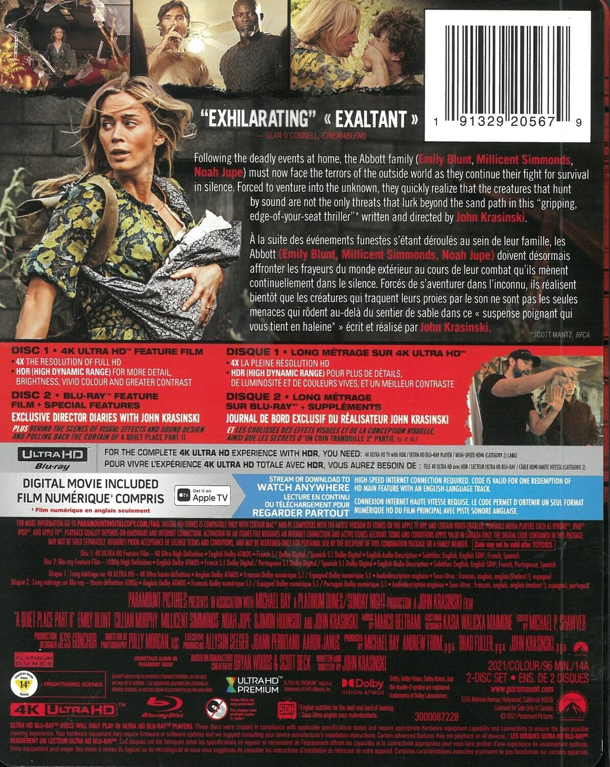 Alt View 1. A Quiet Place: Part II (Steelbook)   - 4K Blu-Ray.