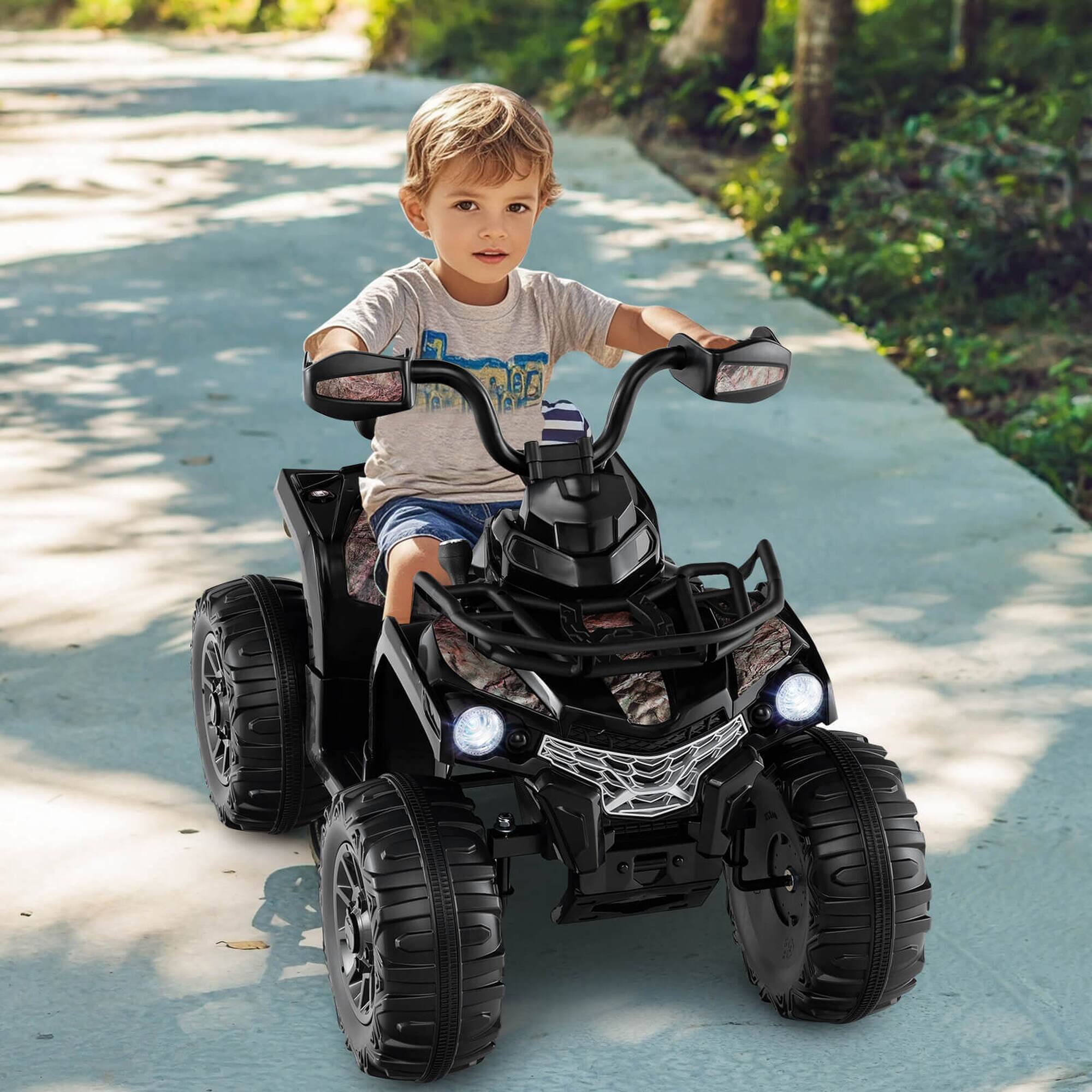 Alt View 3. Costway - Costway 12V Kids Ride On ATV 4 Wheeler Electric Vehicle with Music & Headlights Soft Start - Black.