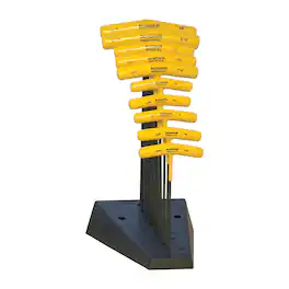 Bondhus - Set 10 Ball End & Hex Graduated Length T-Handles 3/32-3/8" with Stand - Yellow