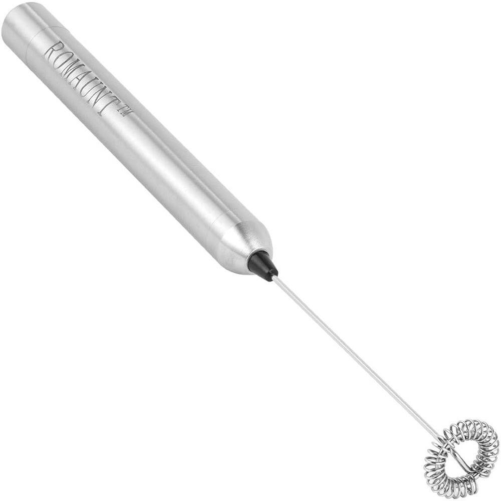 ACJPR - Handheld Milk Frother – Battery Operated Mini Mixer, 304 Stainless Steel Whisk - Silver