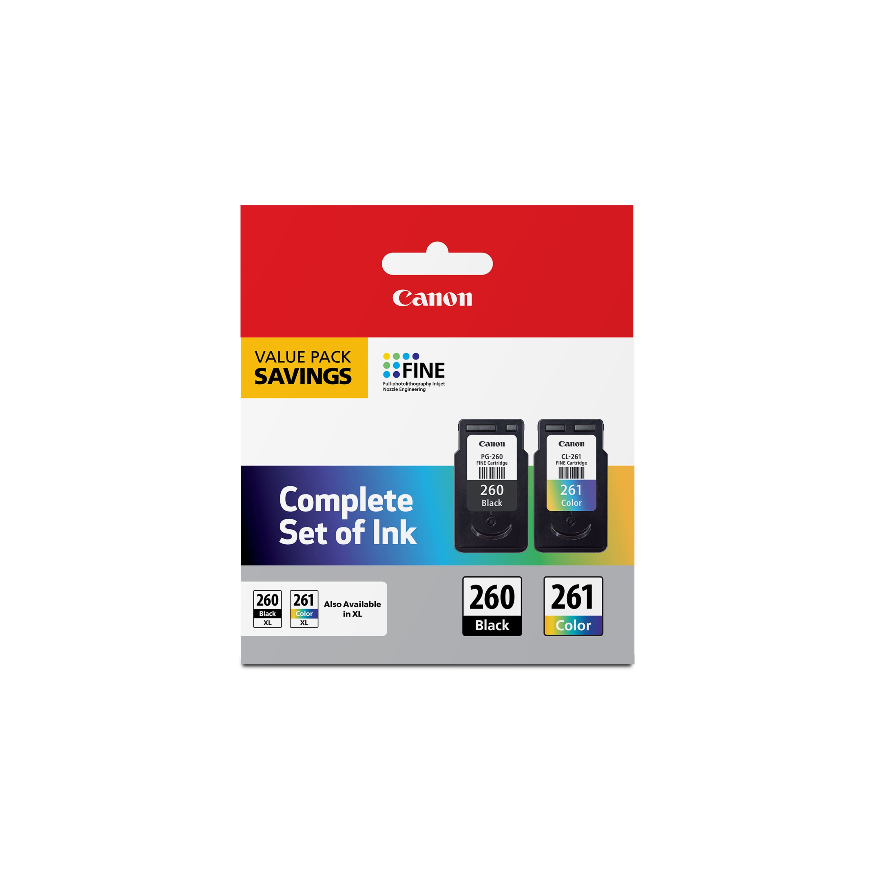 Canon - PG-260 / CL-261 2-Pack Standard Capacity Ink Cartridges - Black/Cyan/Magenta/Yellow - Front_Zoom