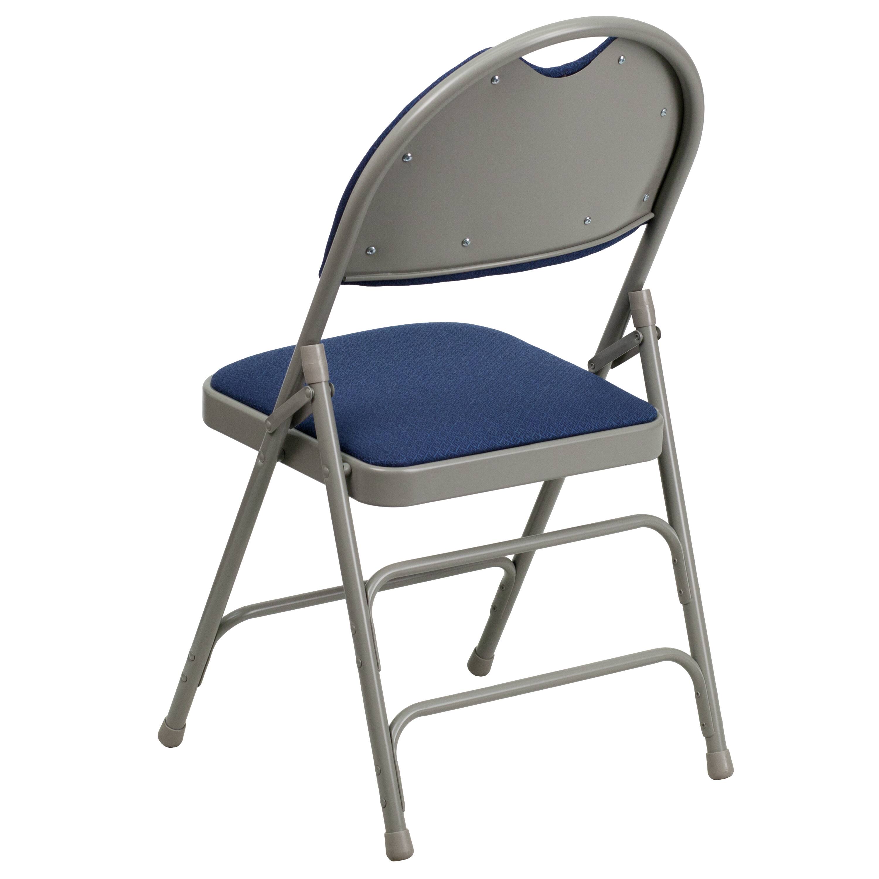 Alt View 5. Emma + Oliver - 4 Pack Home & Office Easy-Carry Party Events Padded Folding Chair - Navy Fabric/Gray Frame.