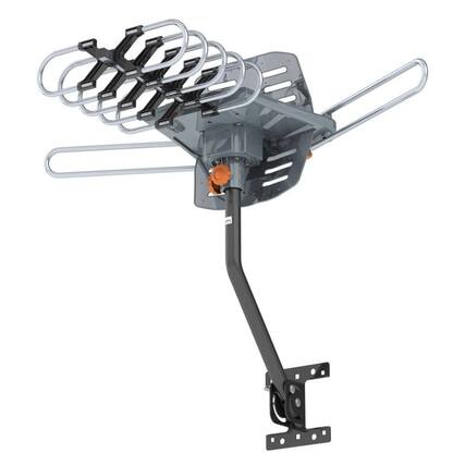 Front. Stock Preferred - 990 Mile HDTV Outdoor Amplified Digital TV Antenna - Gray.