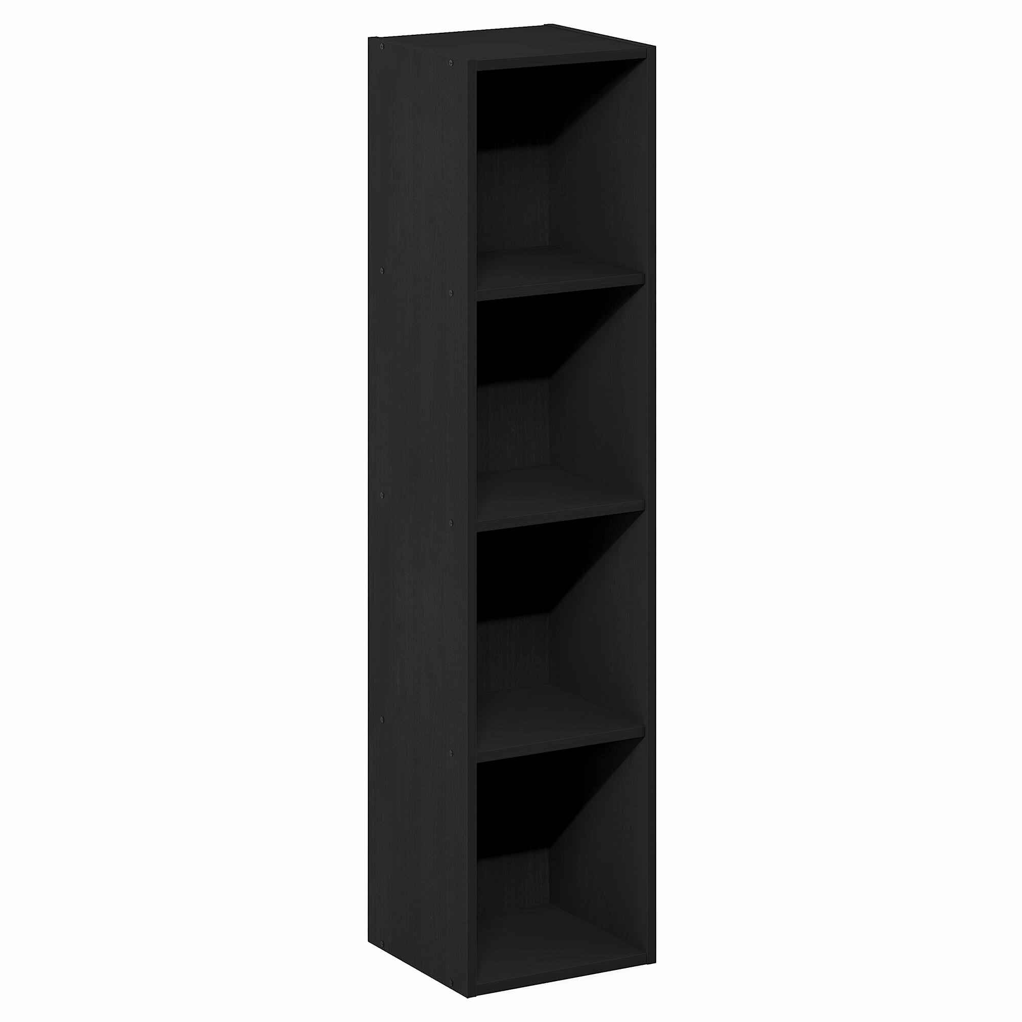 Alt View 5. Furinno - FULDA Book Shelf, 4-Tier Narrow Bookshelf, Standing Bookcase with 10-In Width Storage Shelf, 9.3 x 9.8 x 41.6 - Blackwood.