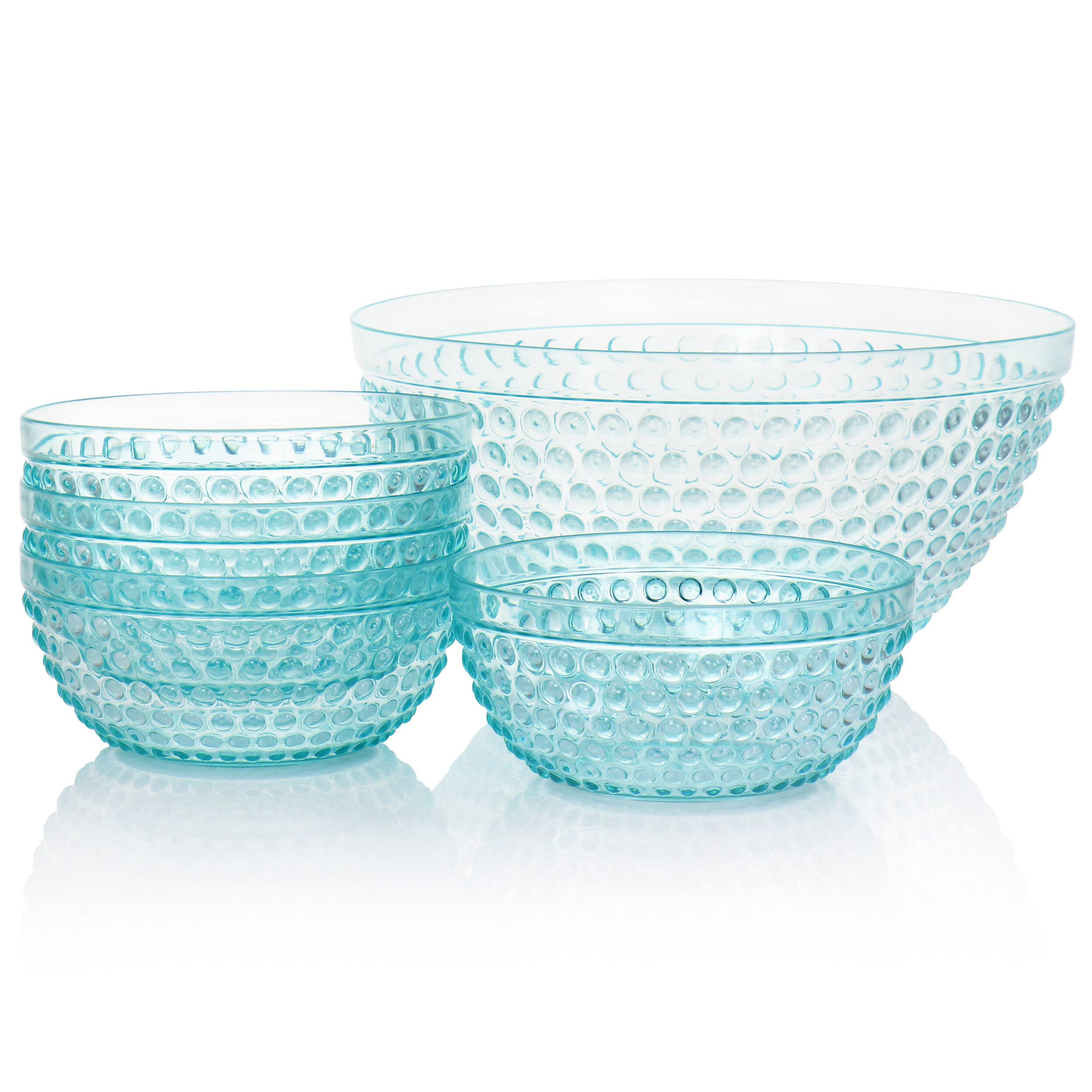 Alt View 8. Gibson - Gibson Home Plastic Bowl Set with Serving Bowl in Light Blue - Blue.