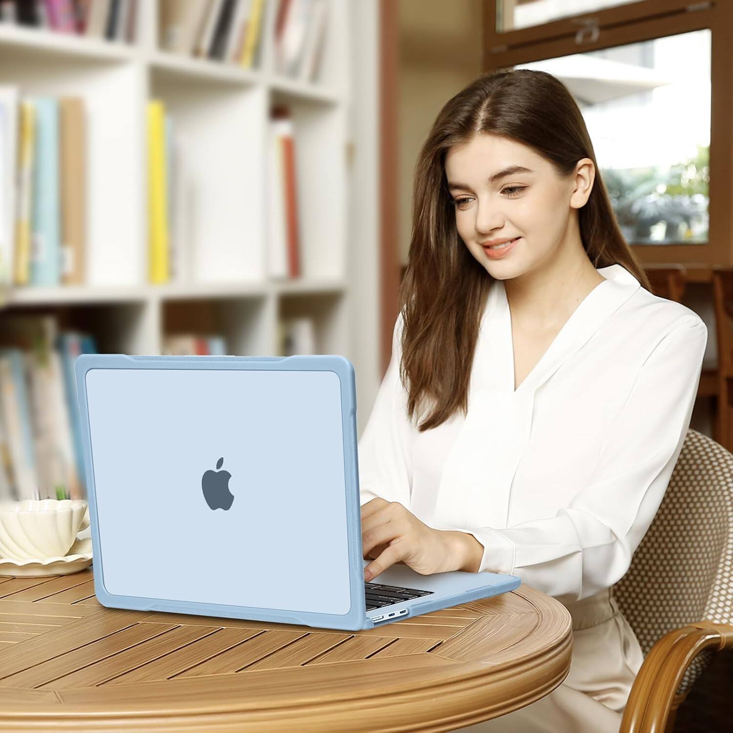 Alt View 2. mosiso - For MacBook Air 13.6 inch M5 M4 M3 M2 A3449 A3240 A3113 A2681 2026-2022, Crack-Resistant Hard Case with Soft TPU Bumper - Sky Blue.