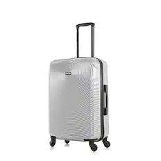 Front. DUKAP - Inception Lightweight Hardside Spinner Luggage 24" - SILVER.