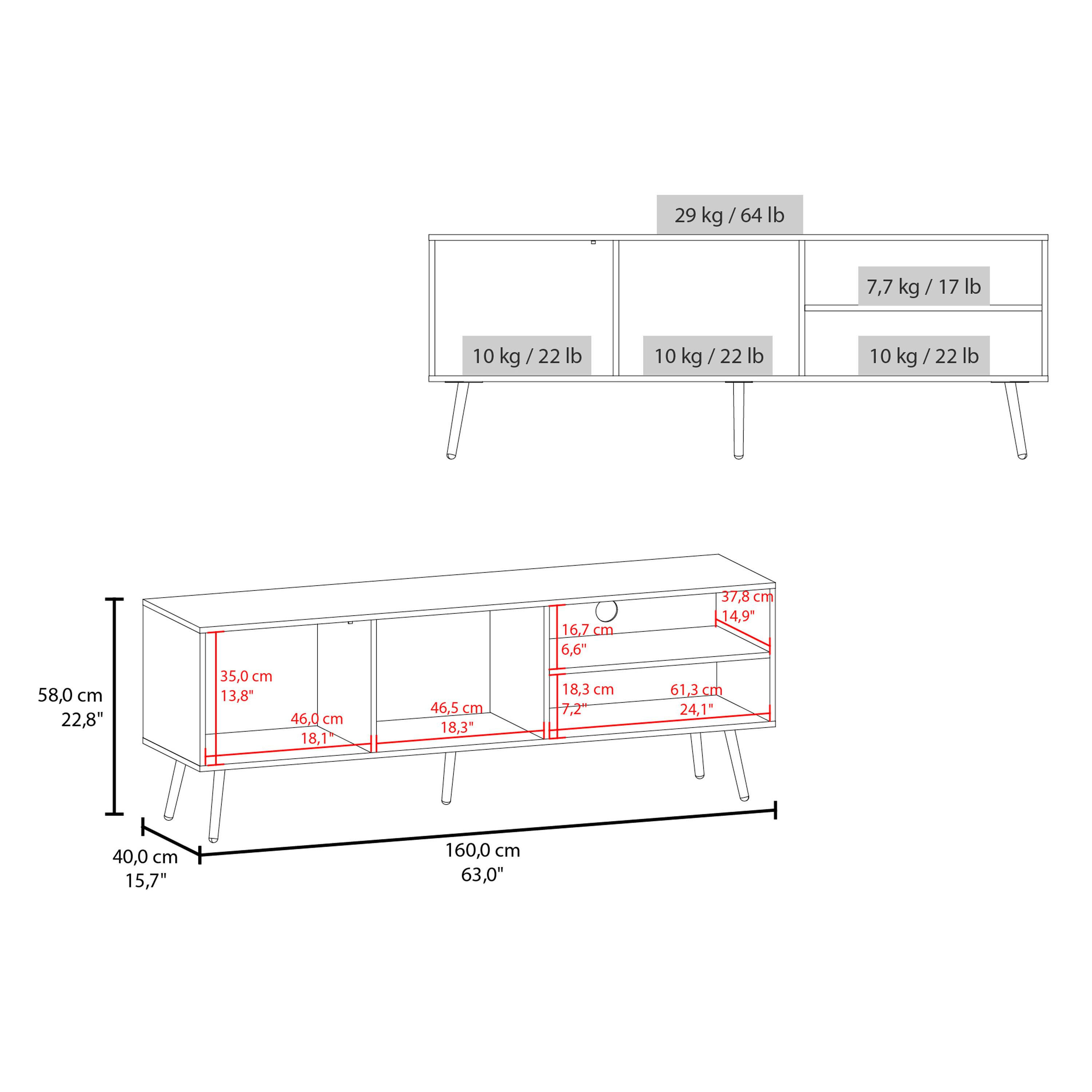29 kg / 64 lb  
7.7 kg / 17 lb  
10 kg / 22 lb  
10 kg / 22 lb  
10 kg / 22 lb  

Dimensions:  
- 160.0 cm / 63.0"  
- 40.0 cm / 15.7"  
- 58.0 cm / 22.8"  
- 35.0 cm / 13.8"  
- 46.0 cm / 18.1"  
- 46.5 cm / 18.3"  
- 61.3 cm / 24.1"  
- 16.7 cm / 6.6"  
- 18.3 cm / 7.2"  
- 37.8 cm / 14.9"